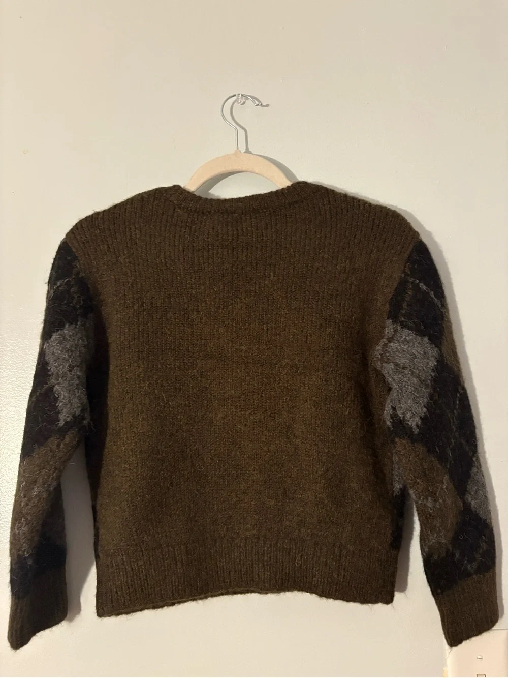 GAP Kids Brown Black and Gray Argyle V‑Neck Wool Boys Sweater